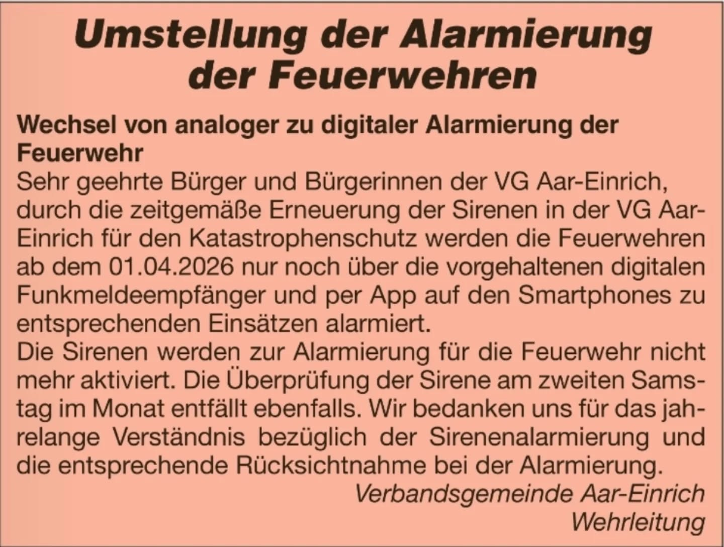 Abschied von der Sirene – aber nicht ganz!